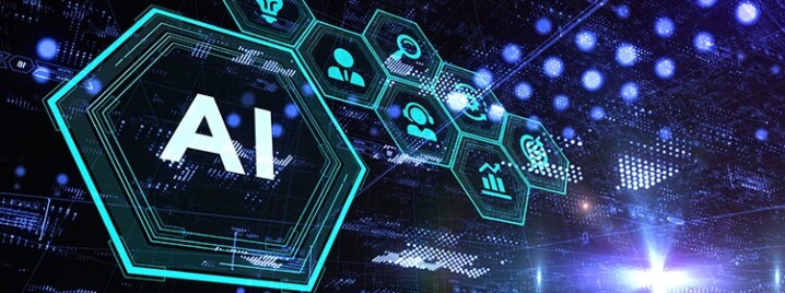 AIの文字とテクノロジーアイコンのデジタルイメージ