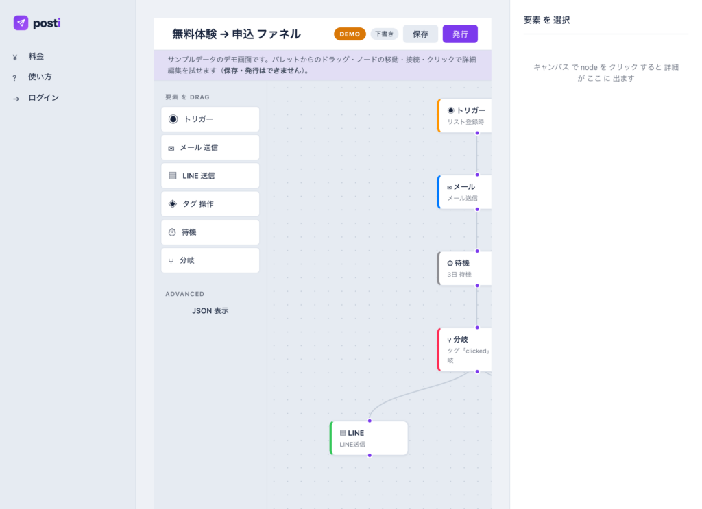 posti ファネルビルダー 実画面