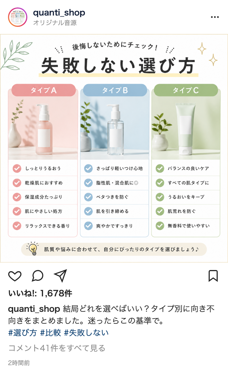 AI生成のInstagram投稿例